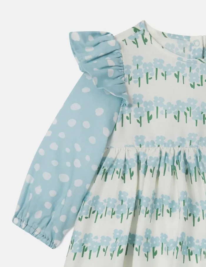 Kids Floral Pattern Dress And Bloomers Set Cream And Blue Stella McCartney Baby Girls Kids Floral Pattern Dress And Bloomers Set Cream And Blue Stella McCartney Baby Girls