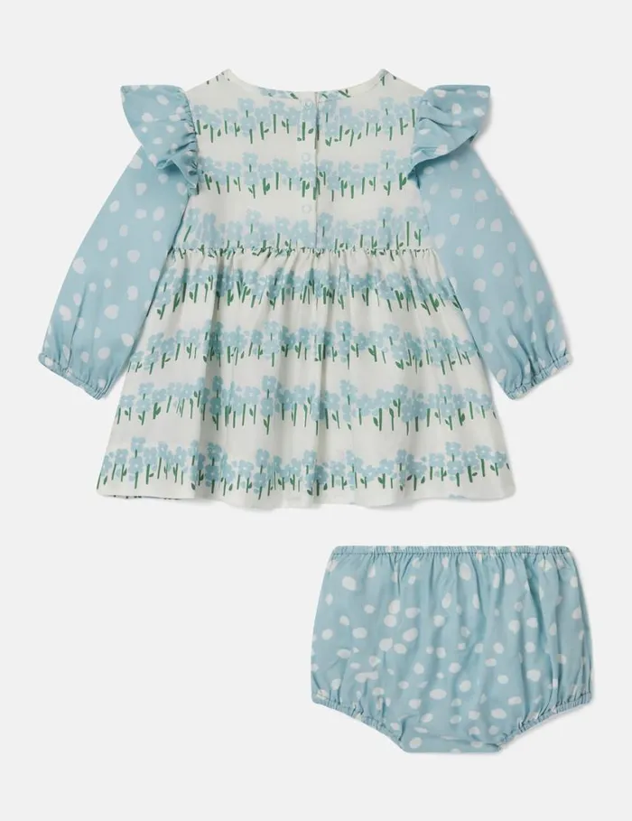 Kids Floral Pattern Dress And Bloomers Set Cream And Blue Stella McCartney Baby Girls Kids Floral Pattern Dress And Bloomers Set Cream And Blue Stella McCartney Baby Girls