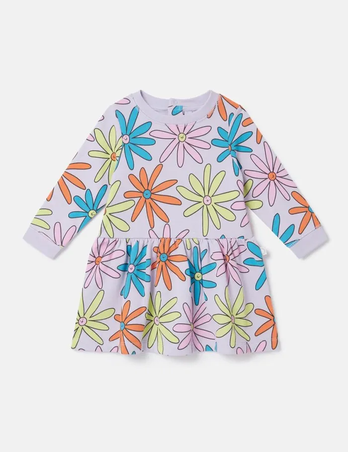 Kids Flower Print LongSleeve Dress Multicolor Lilac Stella McCartney Baby Girls