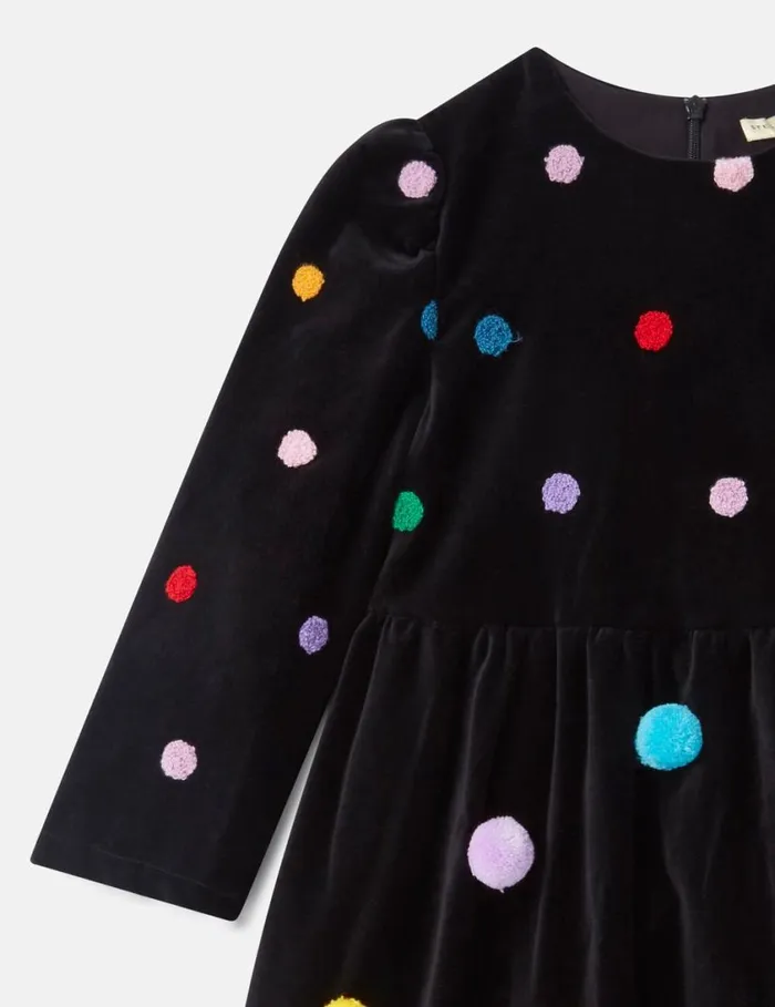 Kids Fluffy Tassel Pleated Velvet Dress Multicolour Stella McCartney Dresses and Jumpsuits