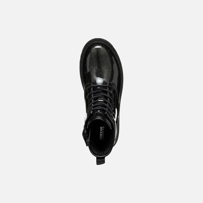 Kids Geox Ankle Boots CASEY GIRL Black Combat Boots Black