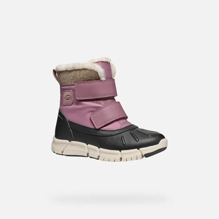 Kids Geox Ankle Boots FLEXYPER ABX GIRL Dark RoseBlack Mid Calf Boots Dark Roseblack