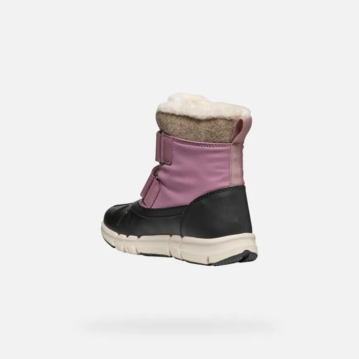 Kids Geox Ankle Boots FLEXYPER ABX GIRL Dark RoseBlack Mid Calf Boots Dark Roseblack