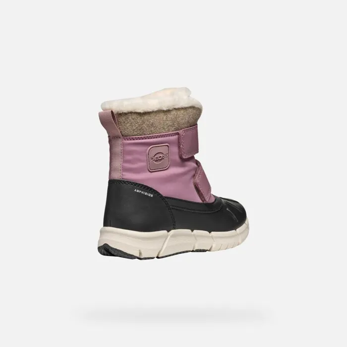 Kids Geox Ankle Boots FLEXYPER ABX GIRL Dark RoseBlack Mid Calf Boots Dark Roseblack