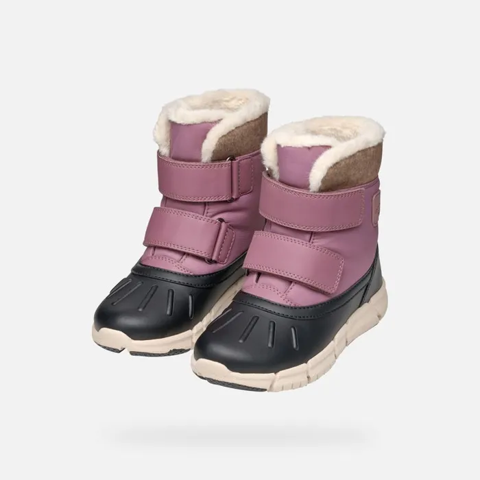 Kids Geox Ankle Boots FLEXYPER ABX GIRL Dark RoseBlack Mid Calf Boots Dark Roseblack