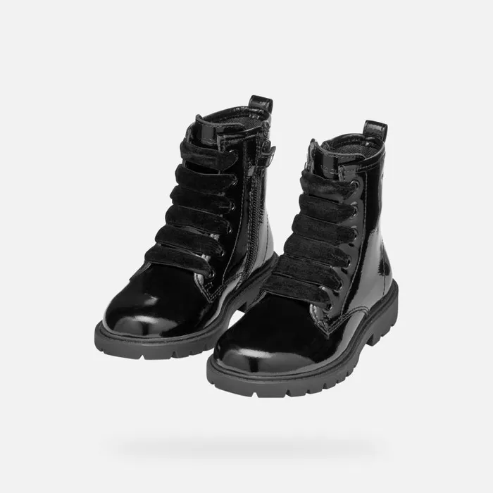 Kids Geox Ankle Boots SHAYLAX GIRL Black Ankle Boots With Laces Black