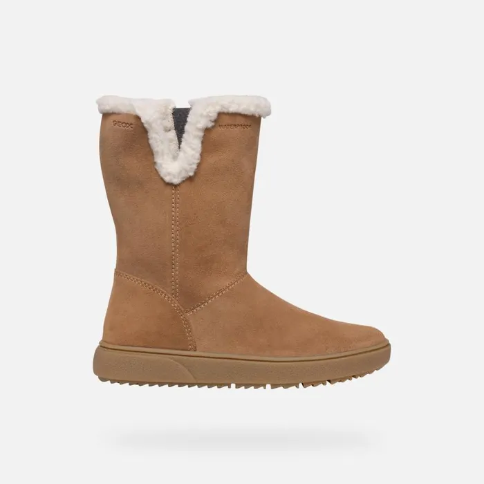 Kids Geox Ankle Boots THELEVEN GIRL Whisky Mid Calf Boots Whisky