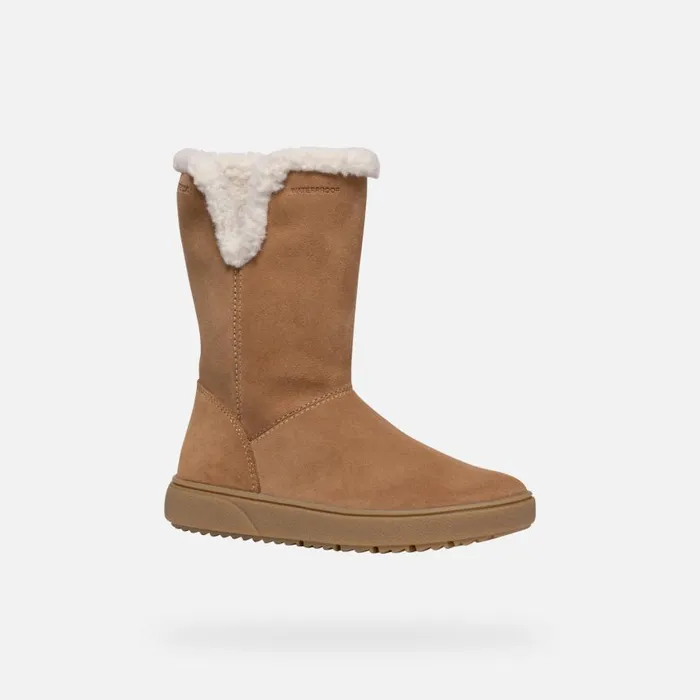Kids Geox Ankle Boots THELEVEN GIRL Whisky Mid Calf Boots Whisky