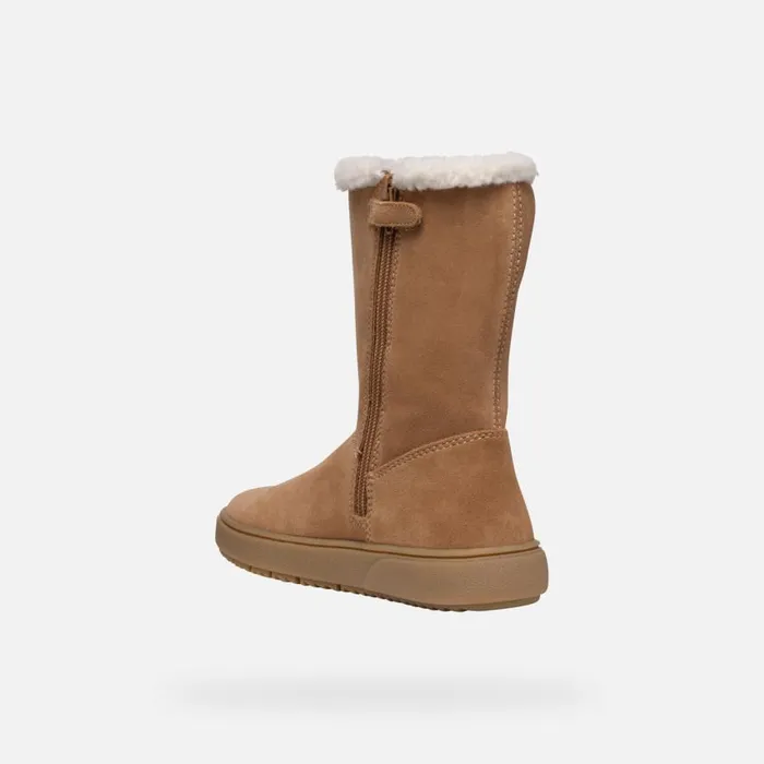 Kids Geox Ankle Boots THELEVEN GIRL Whisky Mid Calf Boots Whisky
