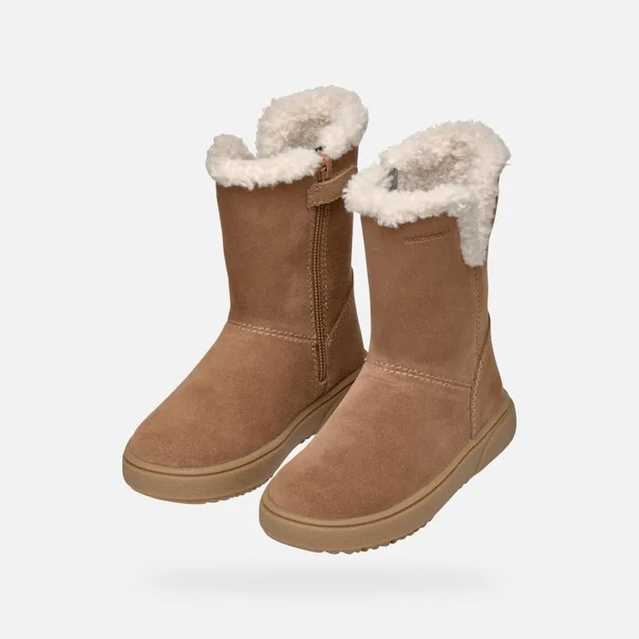 Kids Geox Ankle Boots THELEVEN GIRL Whisky Mid Calf Boots Whisky