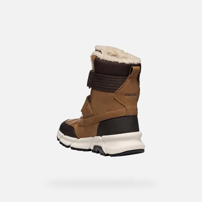 Kids Geox Boots FLEXYPER PLUS ABX BOY TobaccoCoffee Mid Calf Boots Tobaccocoffee