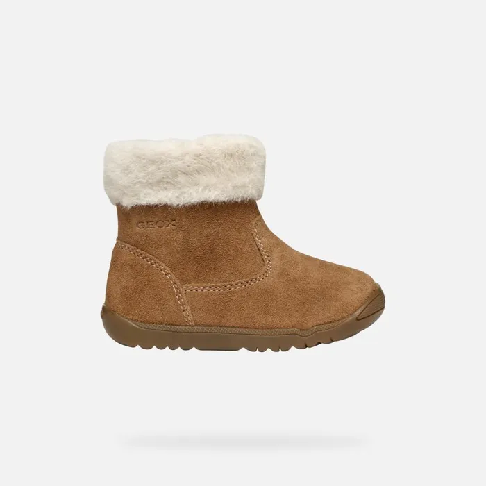 Kids Geox First Steps MACCHIA BABY GIRL Whisky Mid Calf Boots Whisky