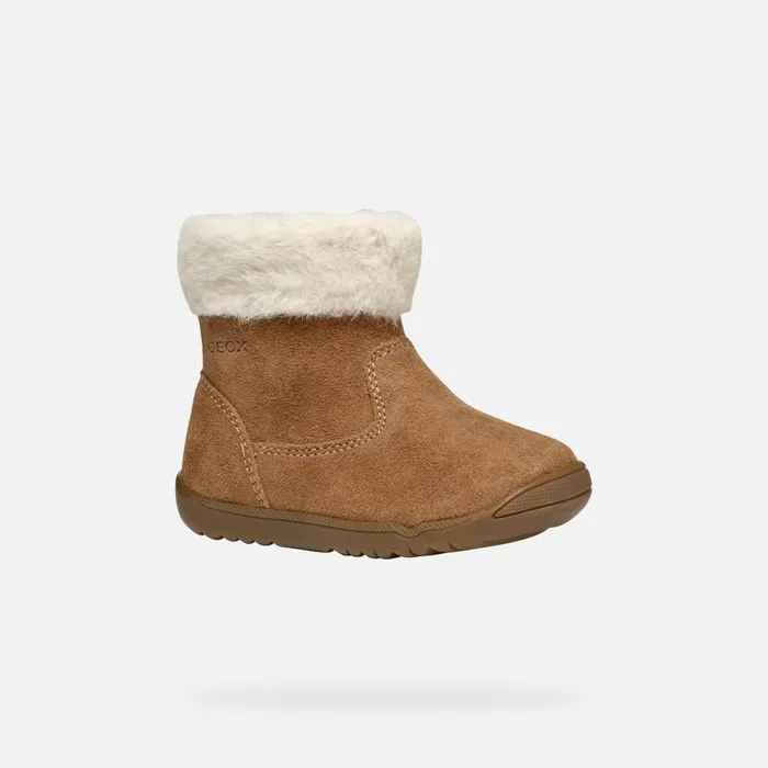 Kids Geox First Steps MACCHIA BABY GIRL Whisky Mid Calf Boots Whisky