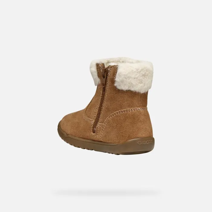 Kids Geox First Steps MACCHIA BABY GIRL Whisky Mid Calf Boots Whisky