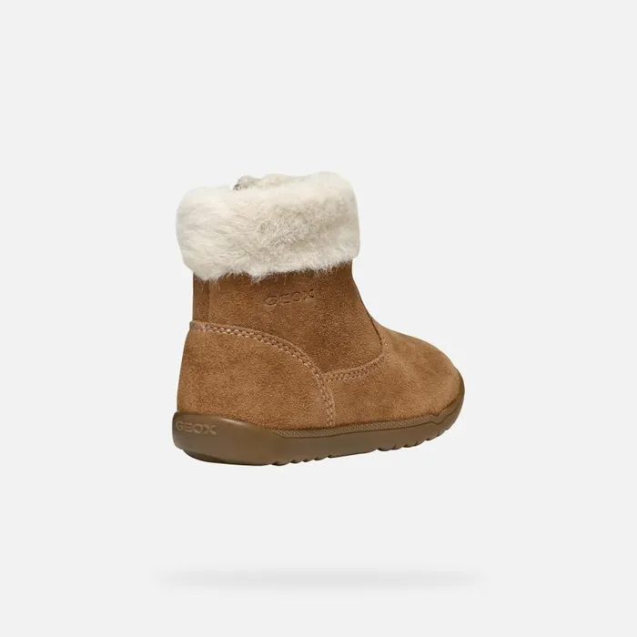 Kids Geox First Steps MACCHIA BABY GIRL Whisky Mid Calf Boots Whisky