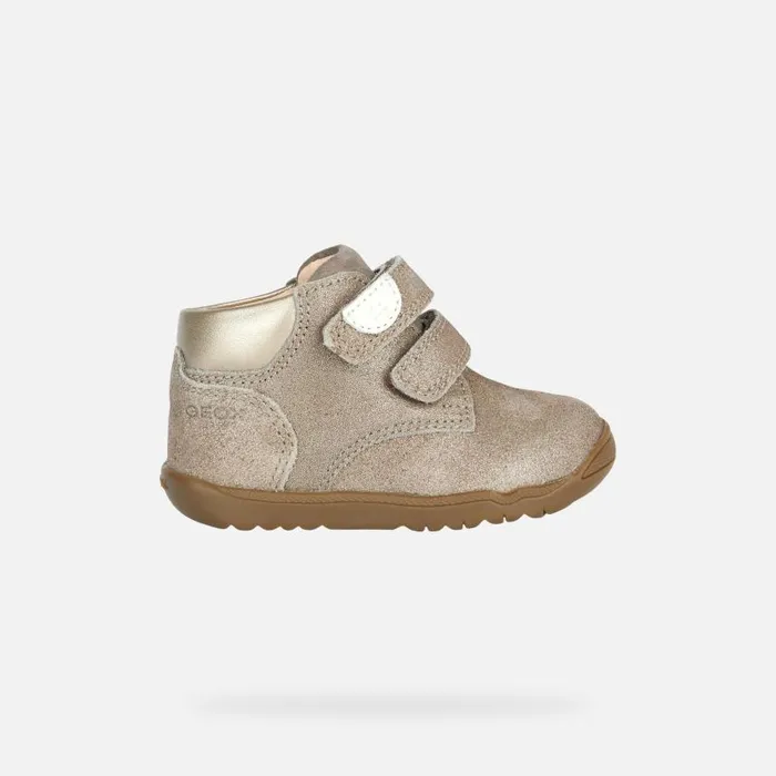 Kids Geox First Steps MACCHIA C Sneakers With Straps Smoky Grey Baby Geox Smoke Grey