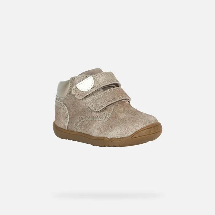 Kids Geox First Steps MACCHIA C Sneakers With Straps Smoky Grey Baby Geox Smoke Grey