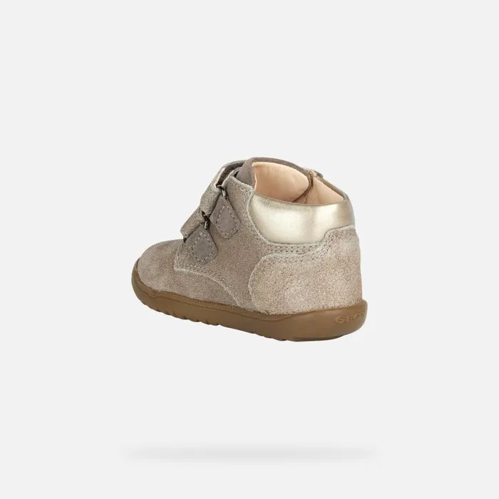 Kids Geox First Steps MACCHIA C Sneakers With Straps Smoky Grey Baby Geox Smoke Grey