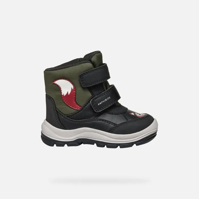 Kids Geox MidCalf Boots FLANFIL ABX TODDLER BOY BlackDark Green Waterproof Boots Blackdark Green