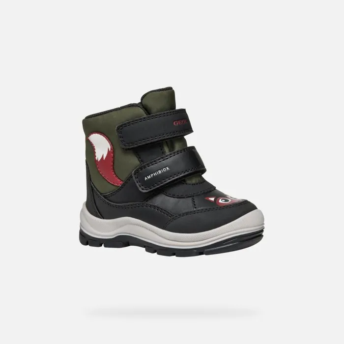 Kids Geox MidCalf Boots FLANFIL ABX TODDLER BOY BlackDark Green Waterproof Boots Blackdark Green