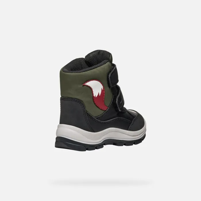 Kids Geox MidCalf Boots FLANFIL ABX TODDLER BOY BlackDark Green Waterproof Boots Blackdark Green