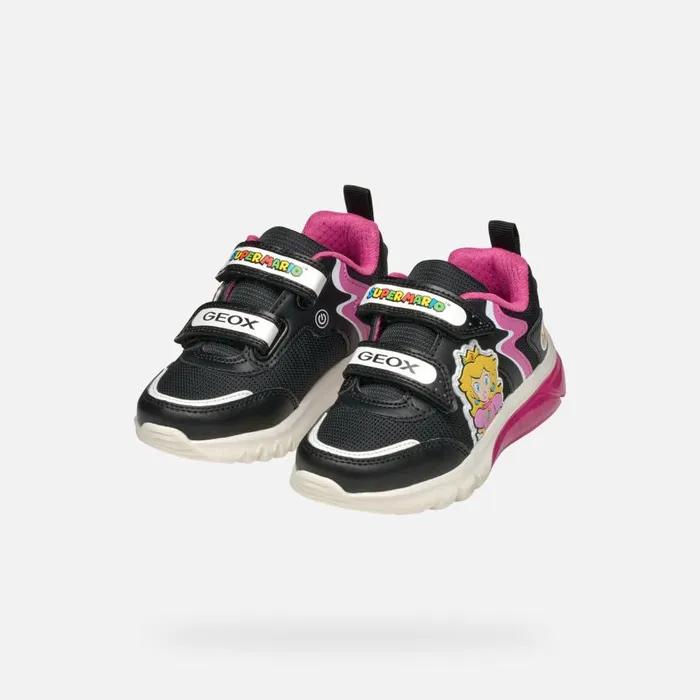 Kids Geox Sneakers CIBERDRON JUNIOR BlackFuchsia Nintendo 8211 Supermario Blackfuchsia