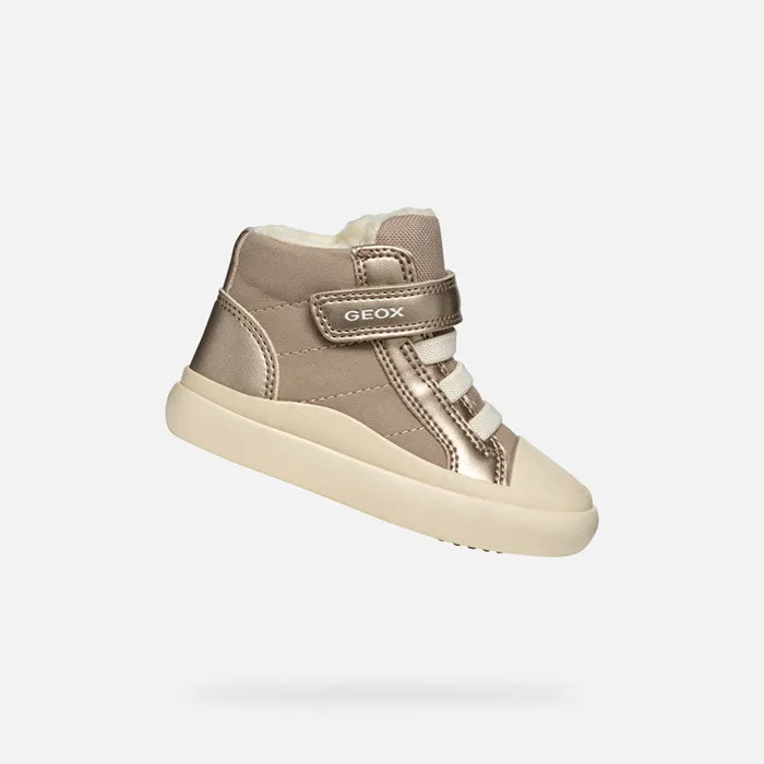 Kids Geox Sneakers GISLI BABY Dark Beige High Top Sneakers Dark Beige
