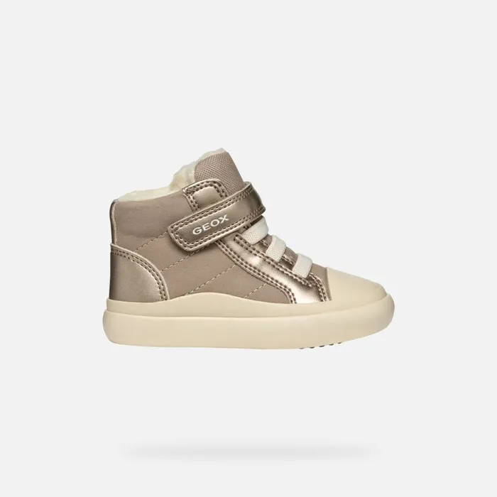 Kids Geox Sneakers GISLI BABY Dark Beige High Top Sneakers Dark Beige