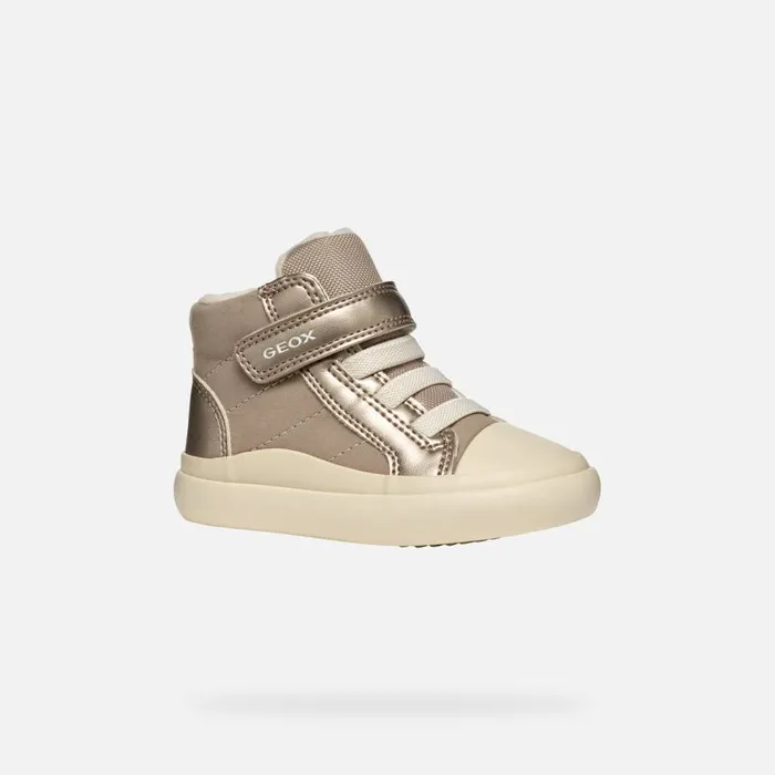 Kids Geox Sneakers GISLI BABY Dark Beige High Top Sneakers Dark Beige
