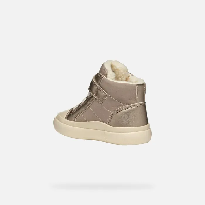 Kids Geox Sneakers GISLI BABY Dark Beige High Top Sneakers Dark Beige