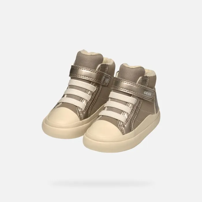 Kids Geox Sneakers GISLI BABY Dark Beige High Top Sneakers Dark Beige