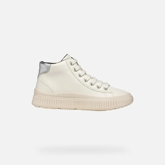 Kids Geox Sneakers LAQUINNY GIRL Light IvorySilver High Top Sneakers Light Ivorysilver