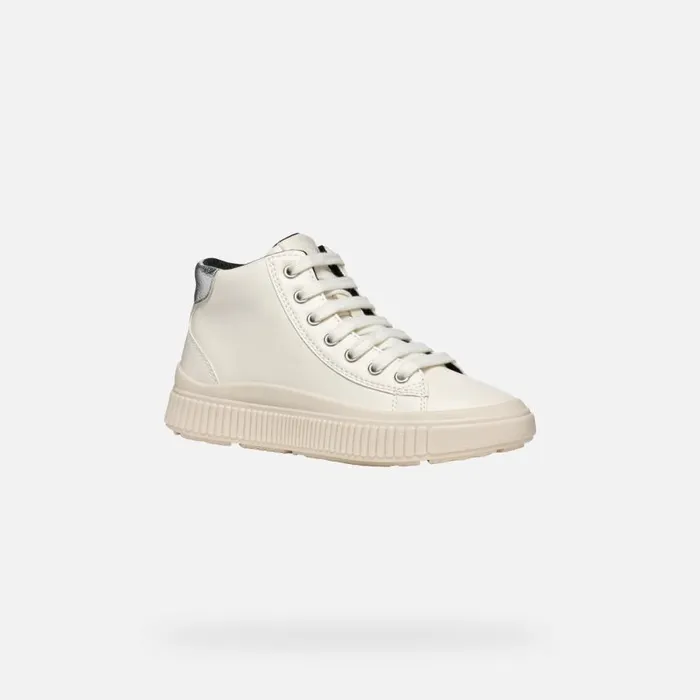 Kids Geox Sneakers LAQUINNY GIRL Light IvorySilver High Top Sneakers Light Ivorysilver