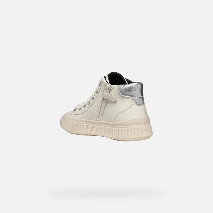 Kids Geox Sneakers LAQUINNY GIRL Light IvorySilver High Top Sneakers Light Ivorysilver