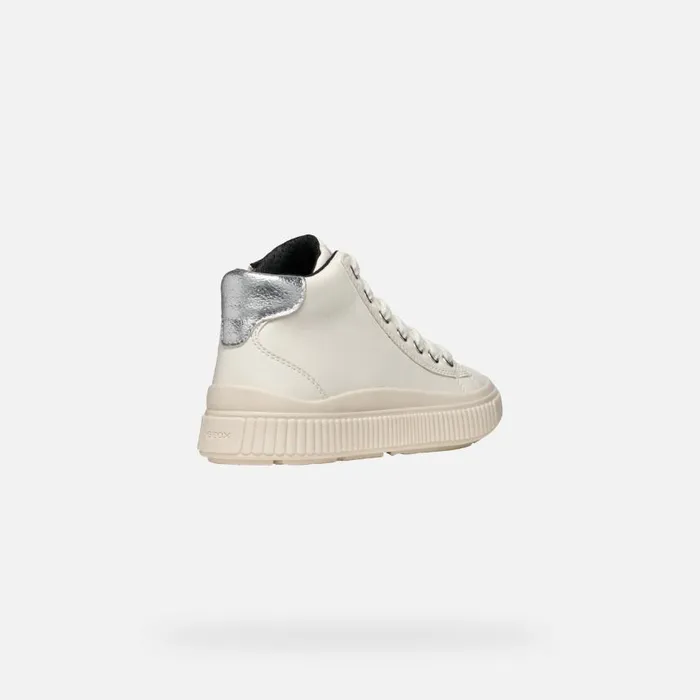 Kids Geox Sneakers LAQUINNY GIRL Light IvorySilver High Top Sneakers Light Ivorysilver