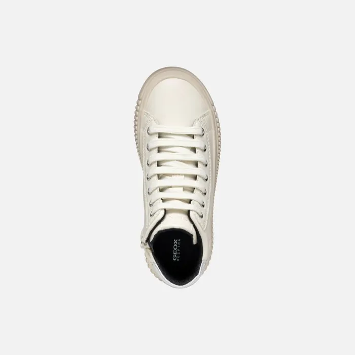 Kids Geox Sneakers LAQUINNY GIRL Light IvorySilver High Top Sneakers Light Ivorysilver