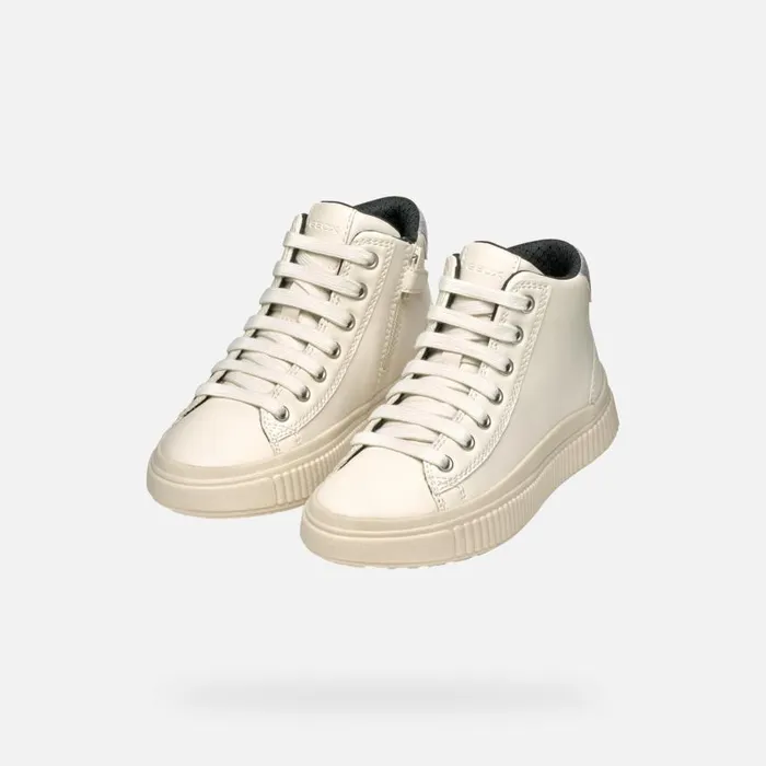 Kids Geox Sneakers LAQUINNY GIRL Light IvorySilver High Top Sneakers Light Ivorysilver