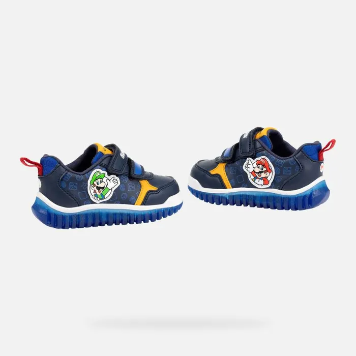 Kids Geox Sneakers LIGHTYLOO BABY NavyRoyal Nintendo 8211 Supermario Navyroyal