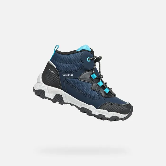 Kids Geox Sneakers MAGNETAR ABX JUNIOR NavyLight Blue Waterproof Trainers Navylight Blue