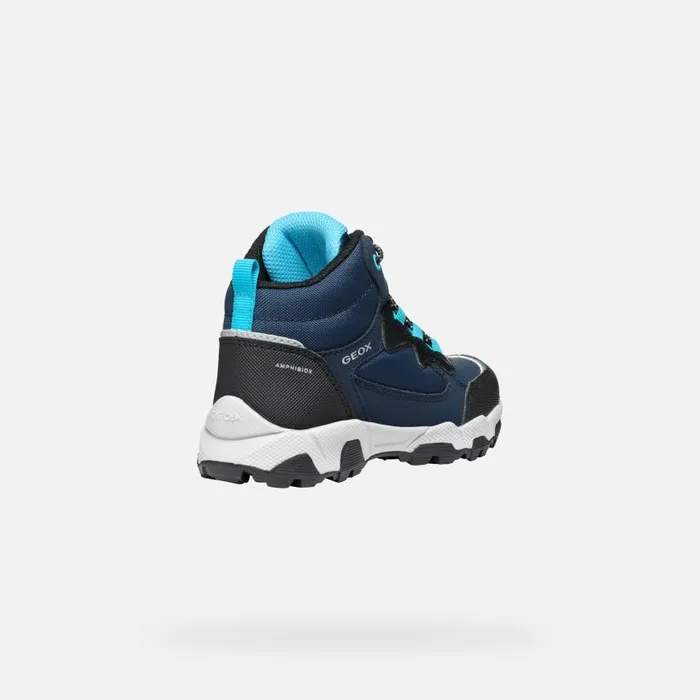 Kids Geox Sneakers MAGNETAR ABX JUNIOR NavyLight Blue Waterproof Trainers Navylight Blue