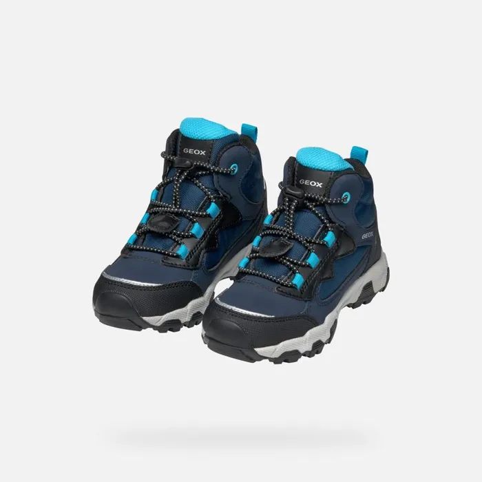 Kids Geox Sneakers MAGNETAR ABX JUNIOR NavyLight Blue Waterproof Trainers Navylight Blue