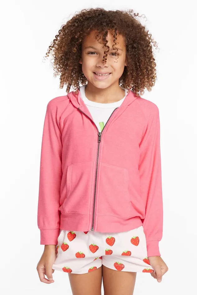 Kids Girls Chaser Brand Alana Orchid Girls Zip Up Hoodie