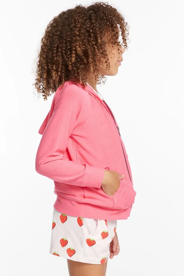 Kids Girls Chaser Brand Alana Orchid Girls Zip Up Hoodie