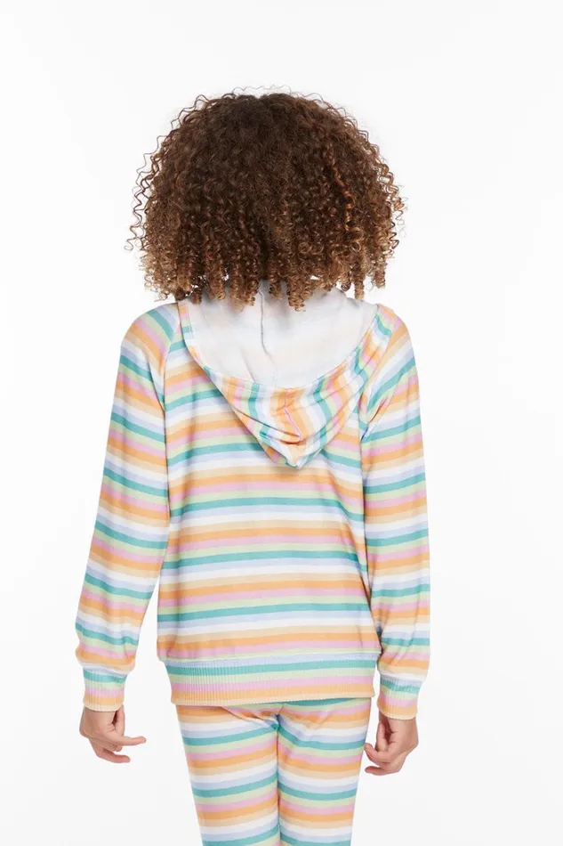 Kids Girls Chaser Brand Alana Sunset Stripe Girls Zip Up Hoodie