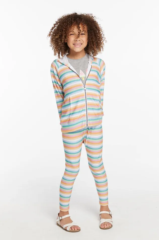 Kids Girls Chaser Brand Alana Sunset Stripe Girls Zip Up Hoodie
