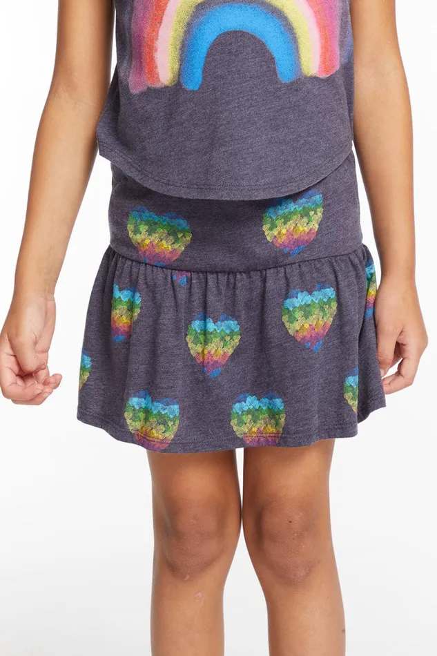 Kids Girls Chaser Brand All Over Hearts Girls Peplum Skort