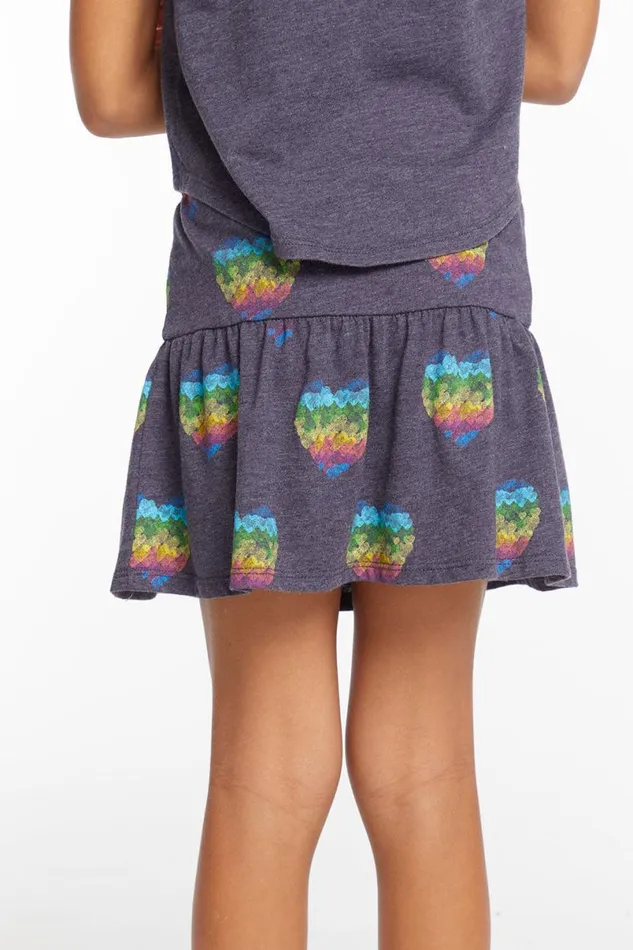 Kids Girls Chaser Brand All Over Hearts Girls Peplum Skort