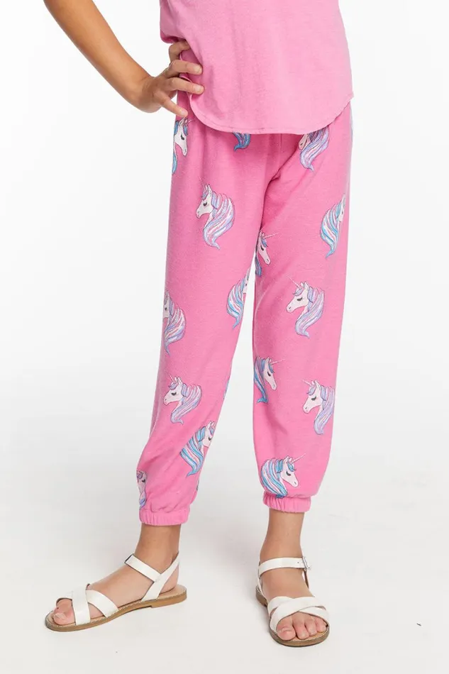 Kids Girls Chaser Brand All Over Unicorn Girls Cozy Knit Sweatpant