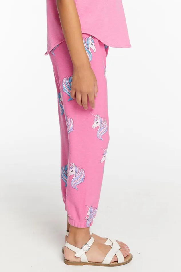 Kids Girls Chaser Brand All Over Unicorn Girls Cozy Knit Sweatpant
