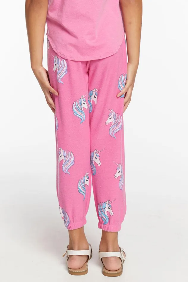 Kids Girls Chaser Brand All Over Unicorn Girls Cozy Knit Sweatpant
